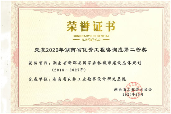 2020年湖南省優(yōu)秀工程咨詢二等獎